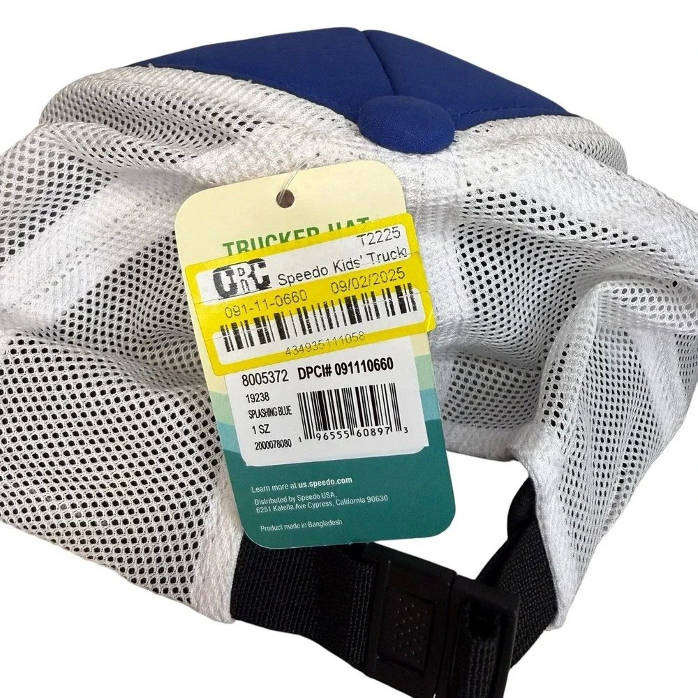 Speedo Trucker Hat Kids One Size Splashing Blue, Floating And Adjustable‎ NWT